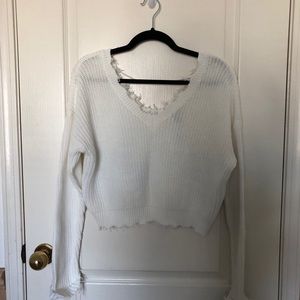 Forever 21 Distressed Frayed Knit Sweater
